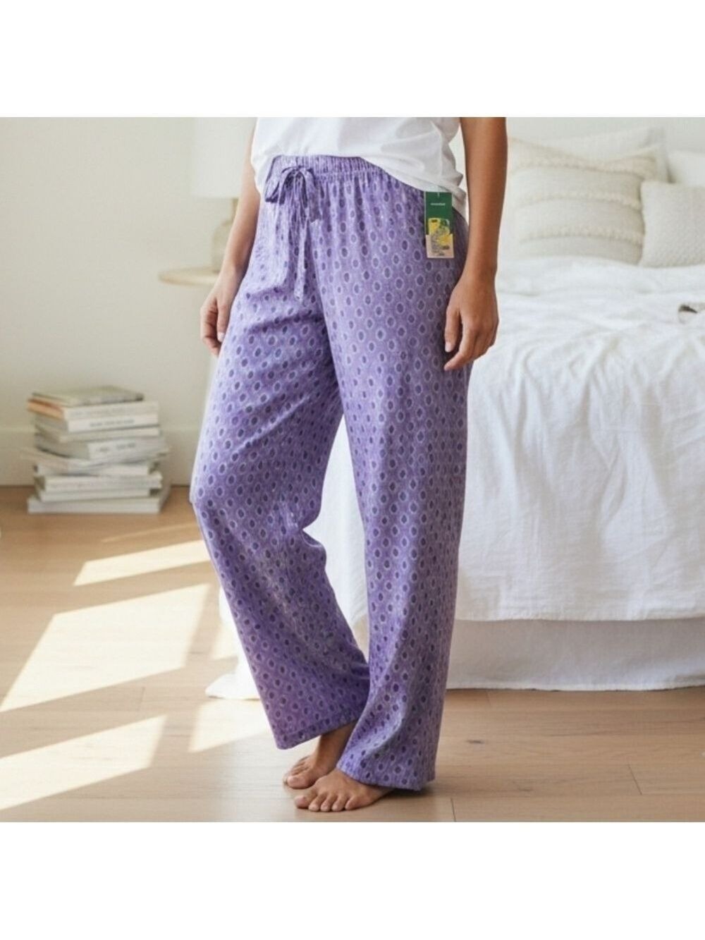 Purple Wide Leg Pjs Loungewear with Delicate Pattern XL